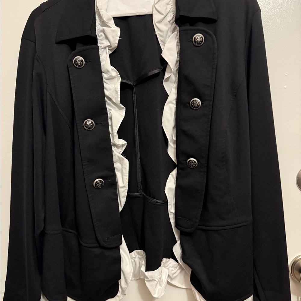 Sunny Leigh Black Blazer with Ruffle Trim